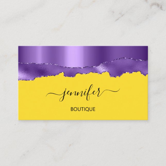 Carte De Visite Boutique Boutique Yellow Purple Wave QR Code (Devant)