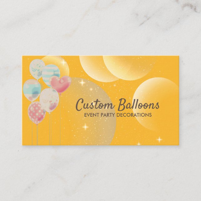 Carte De Visite Boutique cadeaux Jaune Ballons (Devant)
