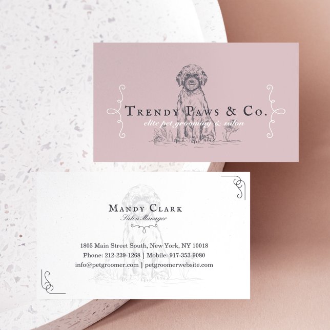 Carte De Visite Boutique Classé Animaux Salon Portugais Water Dog (Créateur téléchargé)