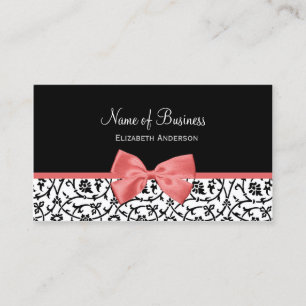 Carte De Visite Boutique Damassé au Ruban Rose