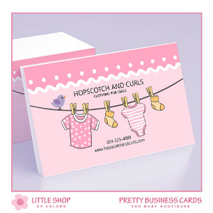Carte De Visite Boutique de Bébé Filles Roses