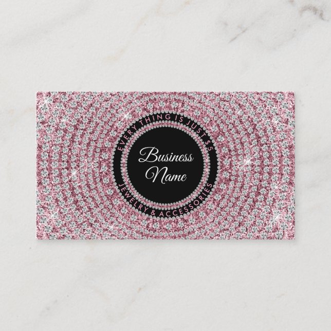 Carte De Visite Boutique de Bijoux Rose Bling (Devant)