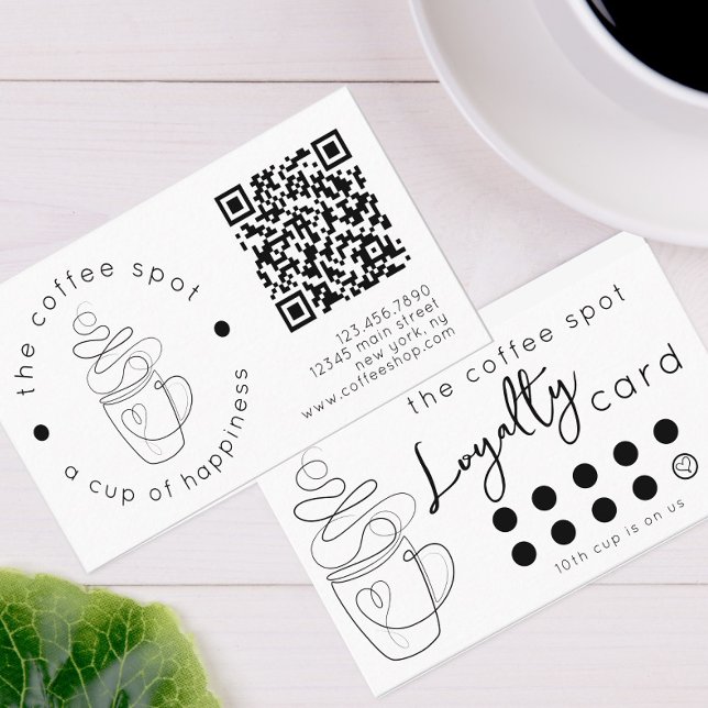 Carte De Visite Boutique De Café Personnalisée Ajouter Votre Logo  (Créateur téléchargé)