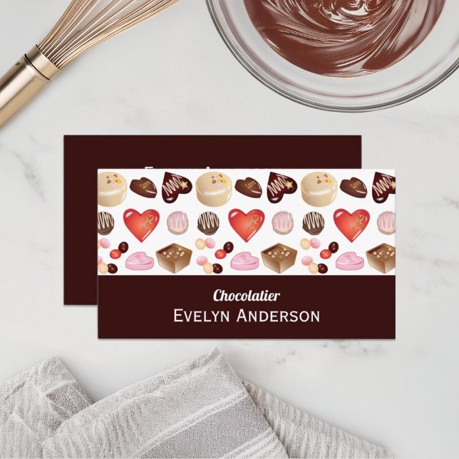 Carte De Visite Boutique de Chocolat de Chocolatier Moderne (Créateur téléchargé)