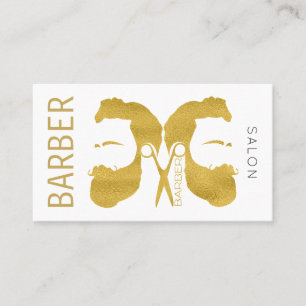 Carte De Visite Boutique de coiffure moderne en or et blanc sur re