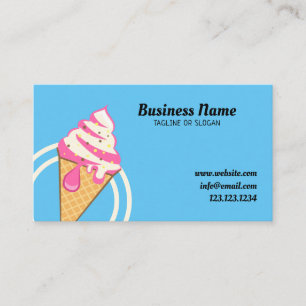 Carte De Visite Boutique de crème glacée Cute Blue & Pink Cone Spr