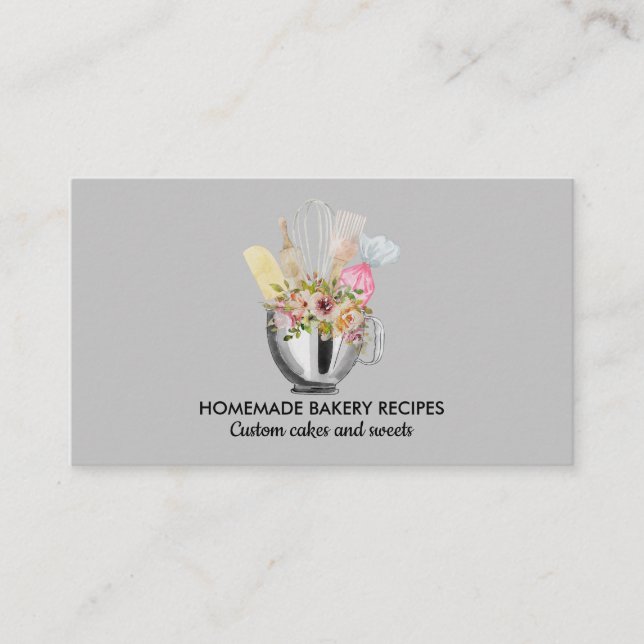 Carte De Visite Boutique de Cupcake Gray Bakery Cake Maker (Devant)