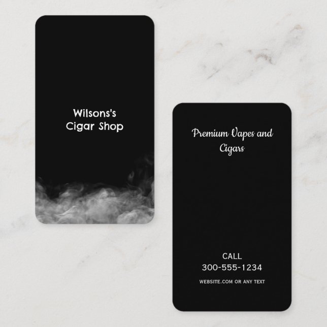 Carte De Visite Boutique de Fumée Vapeur Noir (Devant / Derrière)