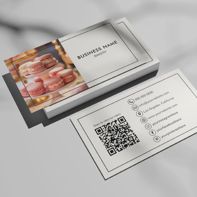 Carte De Visite Boutique De Gâteaux De Boulangerie Moderne Créez V (Modern Bakery Cake Shop Create Your Own Business Card by MINTIC DESIGN STUDIO)