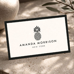 Carte De Visite Boutique de Luxe Ananas Élégant Noir/Ivoire