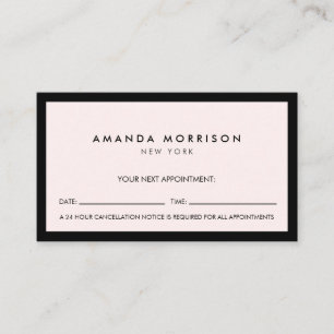 Carte De Visite Boutique de luxe minimaliste Appt noir/rose pastel