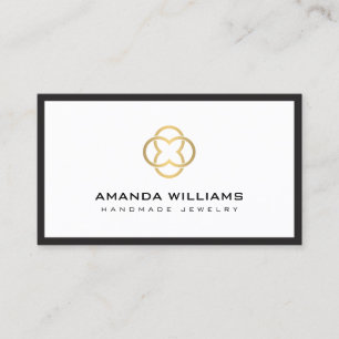 Carte De Visite Boutique de luxe moderne Clover Gold Logo Blanc