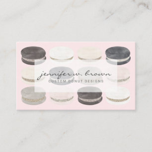 Carte De Visite Boutique de Macarons Artisanaux Tons Terreux Roses