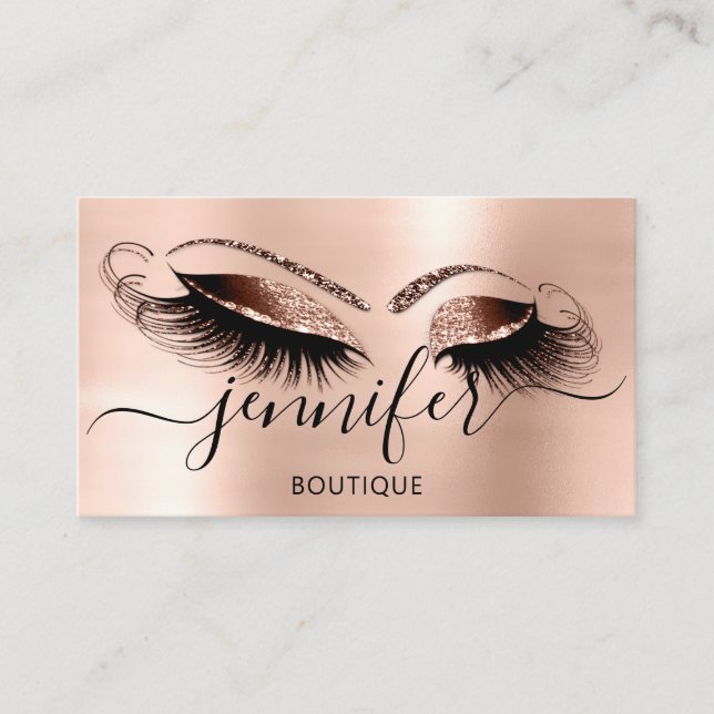 Carte De Visite Boutique de maquillage de logo professionnel Rose  (Devant)
