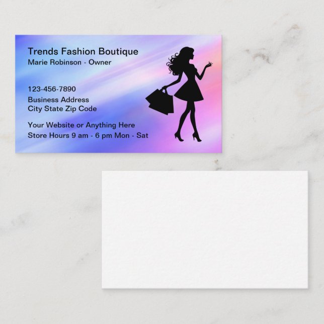 Carte De Visite Boutique de mode féminine chic (Devant / Derrière)