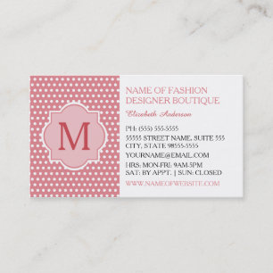 Carte De Visite Boutique de mode pois roses