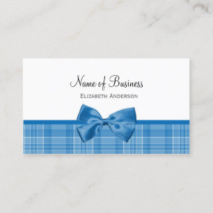 Carte De Visite Boutique de Nœud à Carreaux Bleus