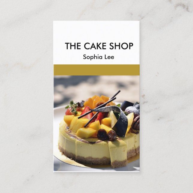 Carte De Visite Boutique de pâtisserie brun et blanc (Devant)