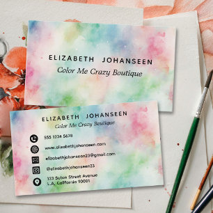Carte De Visite Boutique de peinture aquarelle colorée et poussiér