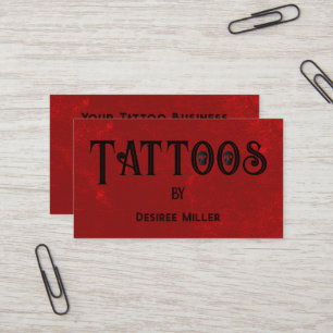 Carte De Visite Boutique de tatouage Rouge Noir Crâne créatif