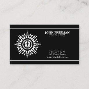 Carte De Visite Boutique De Tatouage Simple Grunge Noir Artiste De