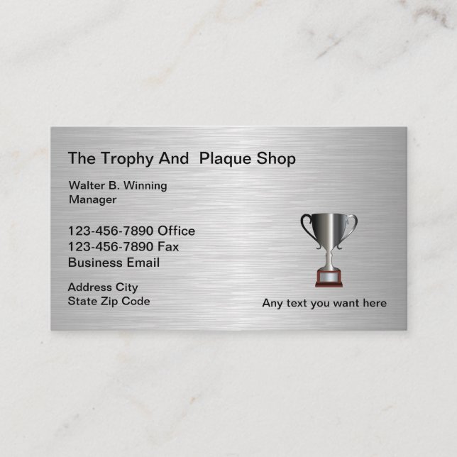 Carte De Visite Boutique de Trophées et Plaques (Devant)