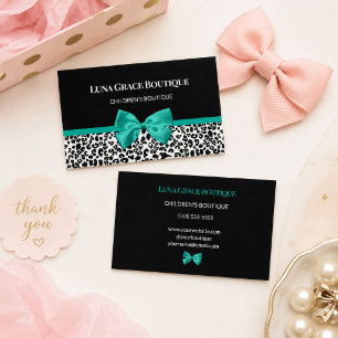 Carte De Visite Boutique de vêtements pour enfants Teal Leopard
