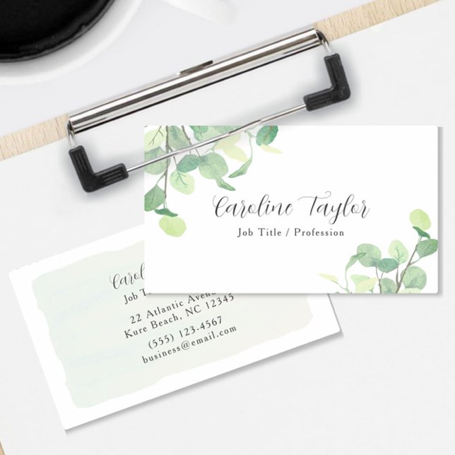Carte De Visite Boutique d'eucalyptus à l'aquarelle de verdure mod (Créateur téléchargé)