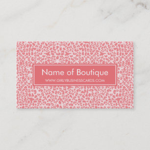 Carte De Visite Boutique Empreinte de léopard moderne Coral rose