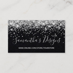 Carte De Visite Boutique en ligne de paillettes argentées scintill