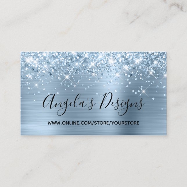 Carte De Visite Boutique en ligne Glitt Light Blue Faux Foil (Devant)