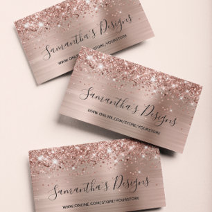 Carte De Visite Boutique en ligne Glitter Rose Gold Foil
