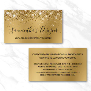 Carte De Visite Boutique en ligne Glittery Gold Blur