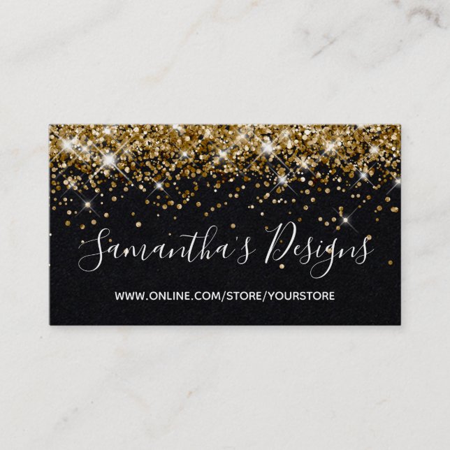 Carte De Visite Boutique en ligne Sparkly Gold Parties scintillant (Devant)
