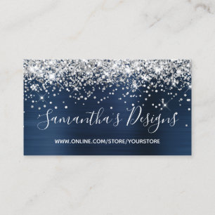 Carte De Visite Boutique en ligne Strass Argent Papier Aluminium B