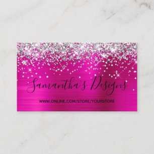Carte De Visite Boutique en ligne Strass Argent Rose Chaud