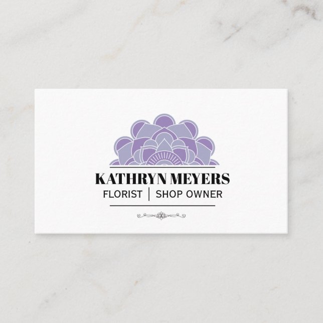 Carte De Visite Boutique Fleurs | Fleurs illustratives violettes (Devant)