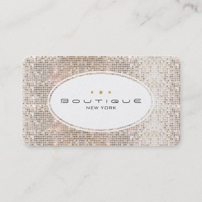 Carte De Visite Boutique Fun & Cute Fashion Faux Sequins Argent (Devant)