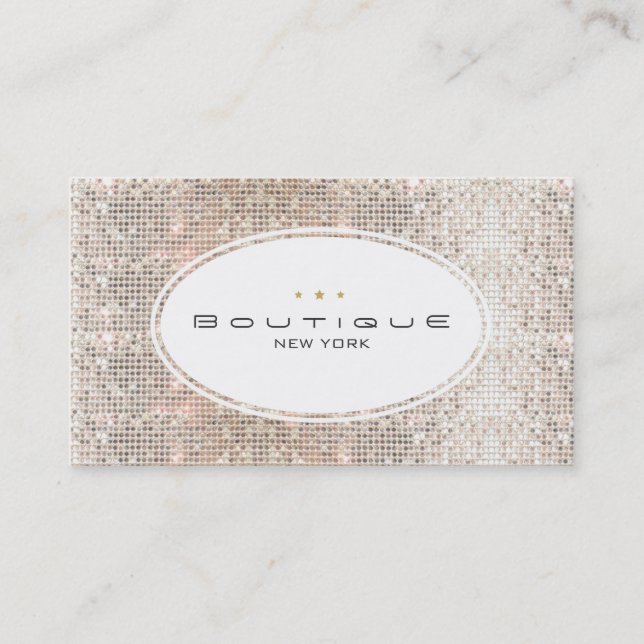 Carte De Visite Boutique Fun & Cute Fashion Faux Sequins Argent (Devant)