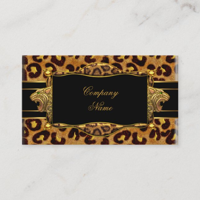 Carte De Visite Boutique Gold Black Leopard Gold Elegant 7 (Devant)