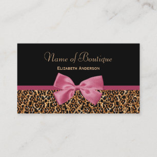 Carte De Visite Boutique Gold Leopard Fur Chic Mauve Rose Bow