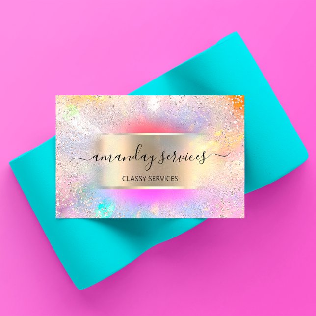 Carte De Visite Boutique Holographic Unicorn Gold Confetti (Créateur téléchargé)