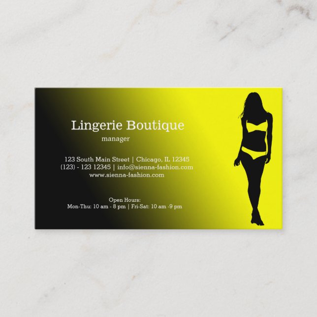 Carte De Visite Boutique Lingerie (Devant)