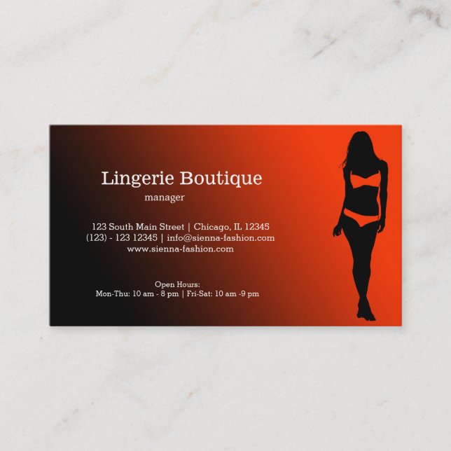 Carte De Visite Boutique Lingerie (Devant)