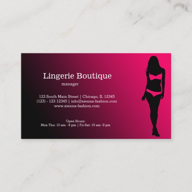 Carte De Visite Boutique Lingerie (Devant)