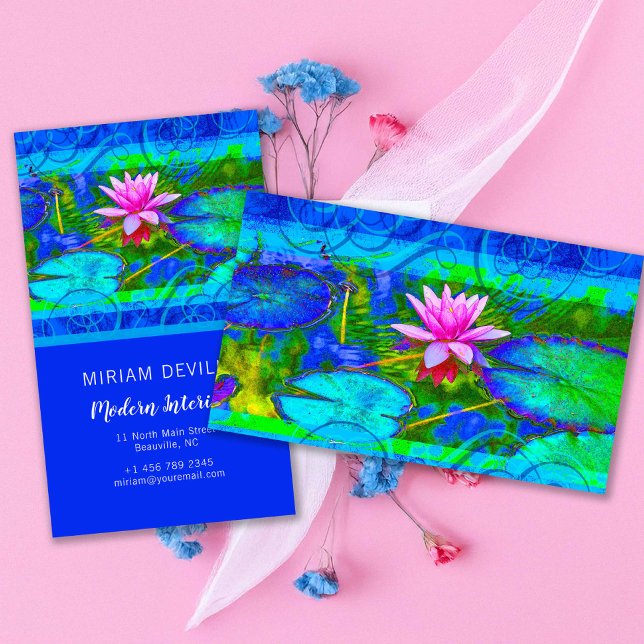 Carte De Visite Boutique Lotus Blue Namaste rose ou Yoga (Créateur téléchargé)