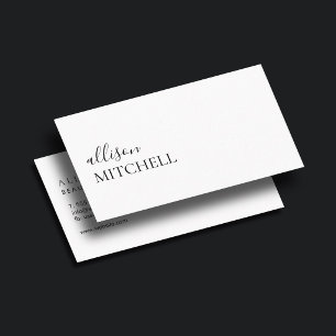 Carte De Visite Boutique Luxe Écriture Unique Minimaliste Blanche