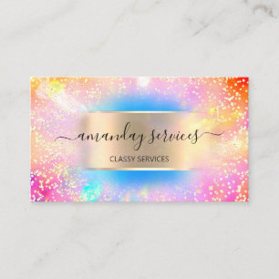 Carte De Visite Boutique Magasin Maquillage Nails Confetti Hologra