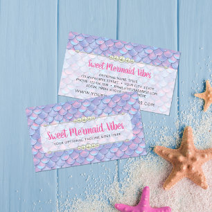 Carte De Visite Boutique Mermaid Tail Scale & Pearl Pastel Sparkle