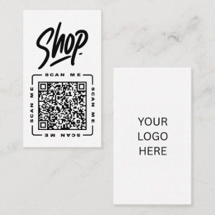 Carte De Visite Boutique Modèle de code QR et de logo personnali